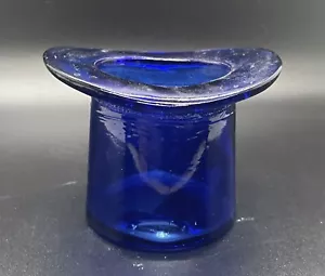 Sombrero de copa de vidrio azul cobalto vintage palillo de dientes o soporte para palillo de fósforo - Imagen 1 de 5