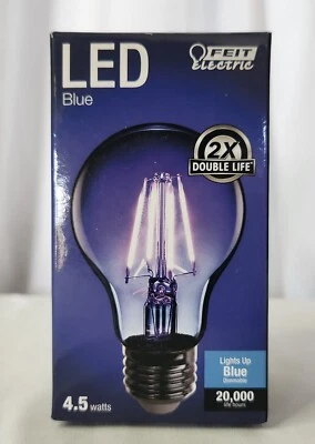 FEIT Electric Blue LED Light bulb 4.5watts 20,000HR Life, A19, 120v - Dimmable - Image 1 of 4
