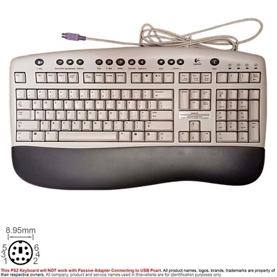 Keyboard PS/2 6-Pin PS2 PSII Logitech Office Internet Y-SQ33 SK-2910 867205-1403 - Image 1 of 4