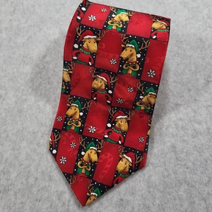Corbata de Colección Hallmark Reno Rojo Para Hombre Aprox 57"x3.75" Corbata de Navidad Saludos - Imagen 1 de 8