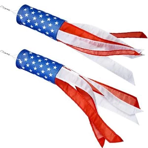 2 Pack American Flag Windsock Hanging Decoration for 4th of July Patriotic Day - Picture 1 of 7