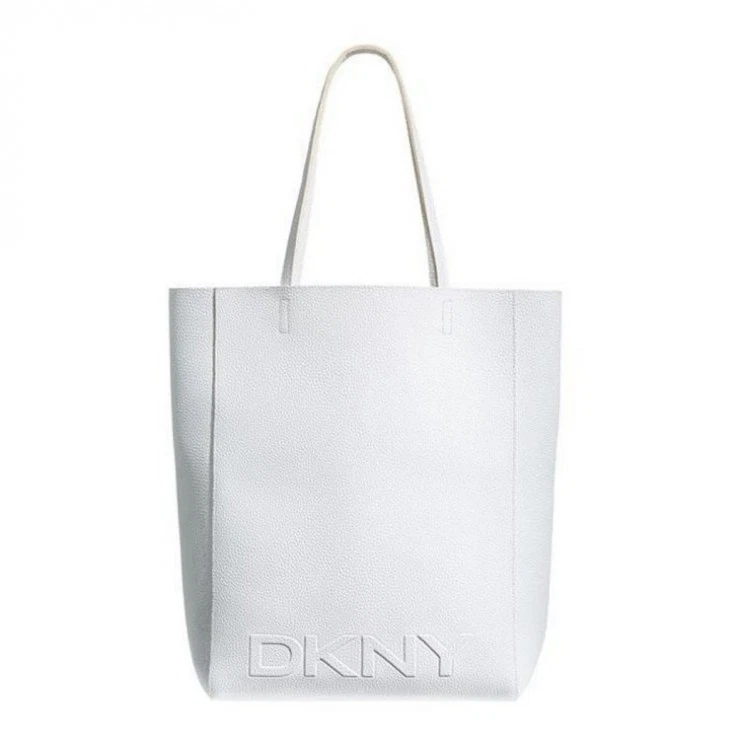 DKNY Large Beach Tote Shopper Bag White Faux Leather - Image 1 of 1