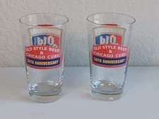 OLD STYLE BEER & CHICAGO CUBS 50th Anniversary 16 oz Pint Glass Barware Set of 2