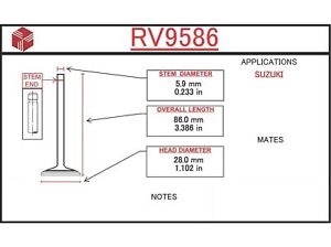 ITM Engine Components RV9586 Engine Intake Valve