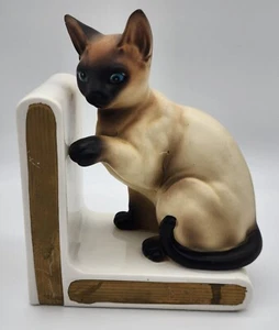Vintage Lefton Siamese Cat Ceramic 6.5" Bookend H3729 Japan Right Side - Picture 1 of 17