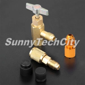 5x Brass R1234yf Special Can Tap Adapter Fittings Kit for R12 R22 Charging Hose - Picture 1 of 5