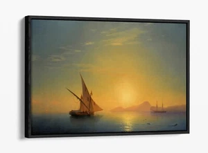 IVAN AIVAZOVSKY, ISLAND OF ISCHIA AT SUNSET -FLOAT EFFECT CANVAS WALL ART PRINT - Picture 1 of 12