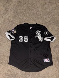 VTG Majestic Chicago White Sox Frank Thomas 05 World Series Jersey Mens XXL BLK - Picture 1 of 11