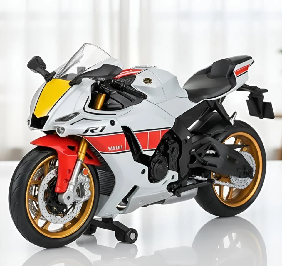 Литая модель мотоцикла Yamaha YZF-R1M 1:12 — белый сплав гоночный велосипед игрушка подарок - Изображение 1 из 4