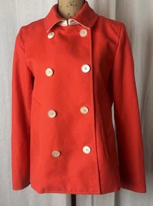 Chaqueta Blazer Abrigo J Crew Naranja Rojo Guisante Lona Doble Pecho Talla 12 - Imagen 1 de 9