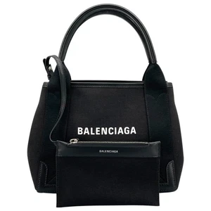 BALENCIAGA Navy Cabas XS 390346 Black Women's Handbag #Ok3033 - Picture 1 of 12