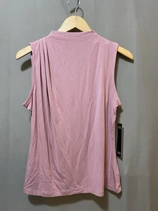 NWT Nicole Miller Women Sleeveless Pleated Shoulder Jersey Top Size M Gray Pink - Picture 1 of 12