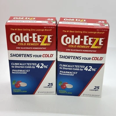 2 Pastillas COLD-EEZE Frío Gluconato de Zinc 25 Cereza Natural Nuevo Foto 1 de 4