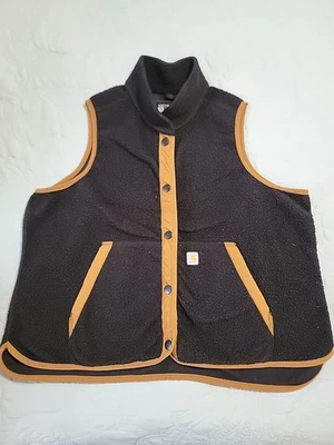 Women's, Carhartt, Size 2X (20W-22W), Black/Brown Sherpa Fleece Vest - EUC!! - Image 1 of 4