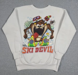 Vintage 80s Tasmanian Devil Ski  Crewneck Sweatshirt Sz XL Looney Tunes Changes - Picture 1 of 8
