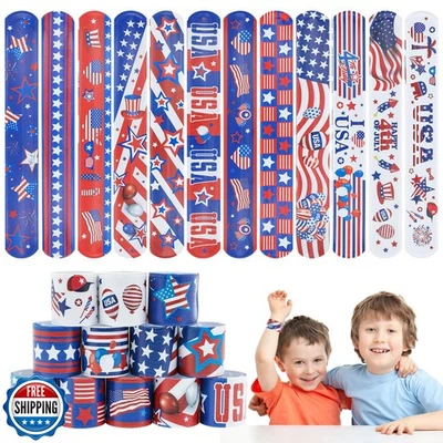 Pulseras abofeteadas 4 de julio para niños 36 piezas rojo blanco  Foto 1 de 4