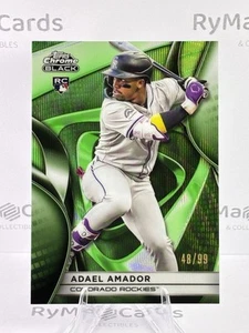 /99 Adael Amador RC 2025 Topps Chrome Black #147 Base Green Refractor Rockies - Bild 1 von 2