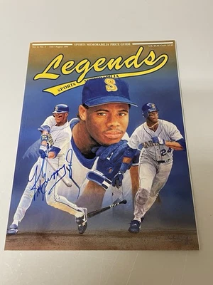 SIGNED! 1991 KEN GRIFFEY JR. Legends Sports Memorabilia Magazine w/ Cards COA - Image 1 of 4