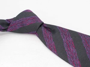 Corbata de seda Bruno Marchesi rayas púrpura carbón para hombre nueva sin etiquetas de diseñador EE. UU. - Imagen 1 de 5