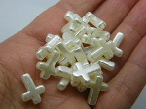 50 Cross beads  pearl acrylic C85 - Bild 1 von 3