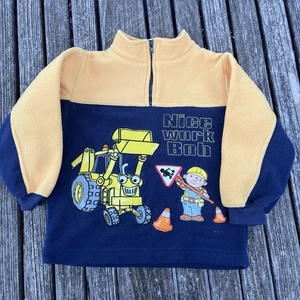 Vintage Y2K Bob The Builder Fleece Jacket Yellow - Picture 1 of 5