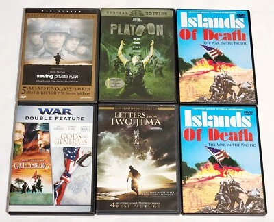 Saving Private Ryan, Platoon, Letters From Iwo Jima, Gettysburg / God's And..DVD - Image 1 of 4