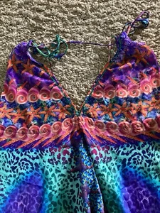 India Boutique Maxi Dress Womens One Size Rhinestones Boho Resort Starfish Beach - Picture 1 of 6