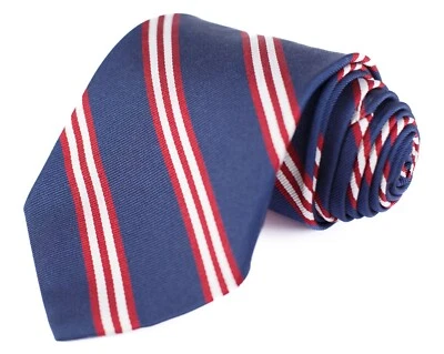 Jos A Bank Mens Repp Tie Blue w/ Red & White Stripes 59"L x 3.75"W 100% Silk - Image 1 of 4