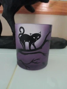 NIB Yankee Candle MIDNIGHT SOPHIA Kitty Cat Votive Holder Purple Black Halloween - Picture 1 of 2