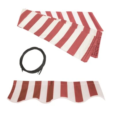 ALEKO Fabric Replacement For 8x6.5 Ft Retractable Awning Red and White Color - Image 1 of 4