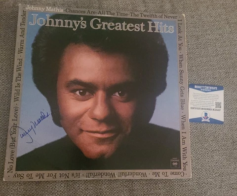 JOHNNY MATHIS SIGNED GREATEST HITS VINYL BECKETT AUTHENTICATED #BC52437 BAS AUTO Cover