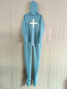 Pure Latex Rubber Gummi Catsuit Cross Bodysuit Tights Jumpsuit 0.4mm S--XXL - Picture 1 of 4