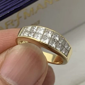STUNNING 18K GOLD 1.40TCW NATURAL MINED PRINCESS CUT DIAMOND ANNIVERSARY RING - Picture 1 of 20