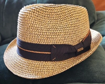 Auténtico sombrero de paja Scala Classica para mujer talla mediana marrón logotipo Foto 1 de 4