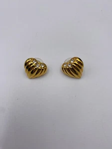 Joan Rivers Goldtone Heart w/ Rhinestone Accent Pierced Earrings - Picture 1 of 2