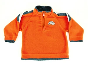 NIKE Air Kids Size 24 Months Orange Gray Fleece 1/4 Zip Pullover Sweater Jacket - Picture 1 of 6