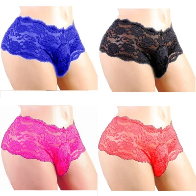Panties Men's Bikini  Sissy Thong  Briefs  Lace G-String  Pouch Lingerie - image 1 of 4