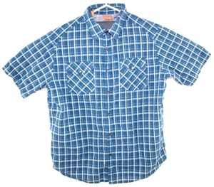 Merrell Mens Large Blue Pearl Snap Plaid Short Sleeve Casual Hiking Camp Shirt - Picture 1 of 8