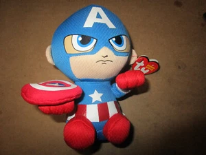 CAPTAIN AMERICA Marvel Plush Toy 6" TY Beanie Babies Stuffed Animal - Picture 1 of 3