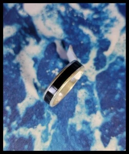 Sterling Silber Ring (925) mit schwarzem Onyx Band, Größe 10 - Bild 1 von 4