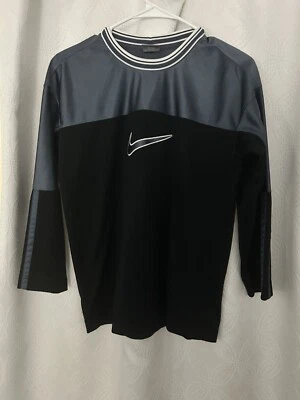 NIKE BOY CREW PULLOVER LONG SLEEVE SHIRT Slate Blue And Black M 10-12 - Image 1 of 3