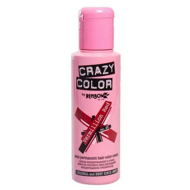 Crazy Color Semi Permanent Hair Colour by Renbow 100ml  - Vermillion Red