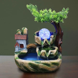 Mini Rockery Fountain Waterfall Feng Shui Desktop Water Sound Indoor Desk Decor - Bild 1 von 24