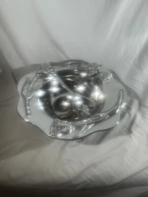 MARIPOSA Roses 3 PC 14” SALAD BOWL & 13” FRUIT FORK/SPOON SERVERS - Image 1 of 4