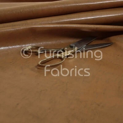 Heritage Aged Gloss Shiny Faux Leather Bicast Upholstery Material In Caramel Tan