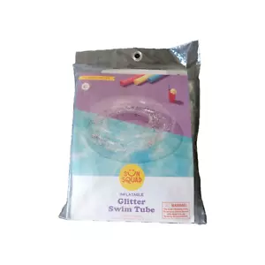 Sun Squad Inflatable 36" Diameter Swim Tube Donut 9" Float Silver Glitter 6+ - Picture 1 of 3