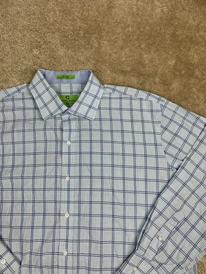 Camisa Bristol & Bull XXL 18-18 1/2, 34/35 Azul Cuadros Manga Larga Abotonada 879 Foto 1 de 4