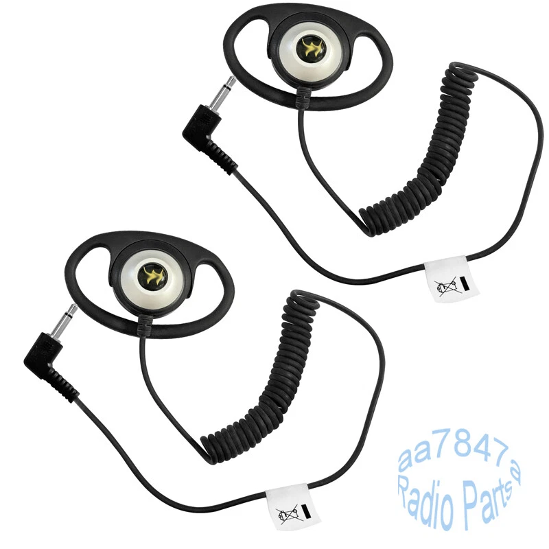 2.5mm Receive Listen Only D Shape Earphone Headset For Speaker Mic Radios  2X - Image 1 of 4