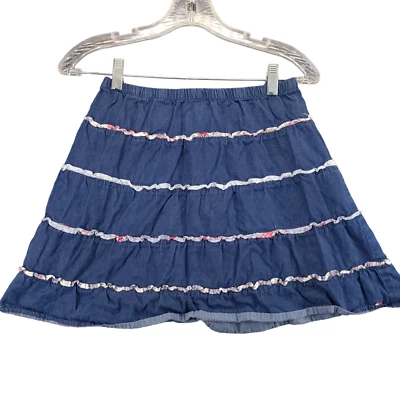 Tommy Hilfiger Denim Skirt Womens Size 12 Blue Floral Pattern - Image 1 of 4