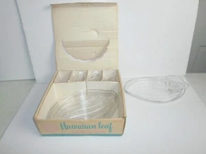 Lot of 8 *Federal Glass* Hawaiian Leaf Tea Cup Snack Set Coffee Plate *Serves 4* - Picture 1 of 6